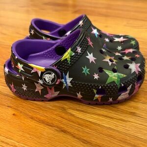 CROCS Kids Starry Black and Purple Sandals